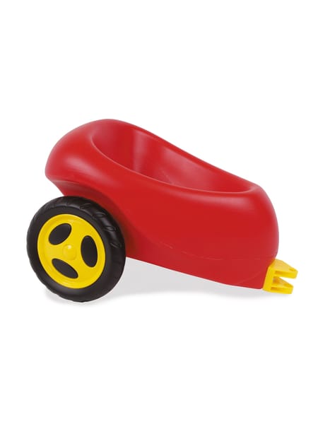Rød anhænger med gule hjul til børns legevogn