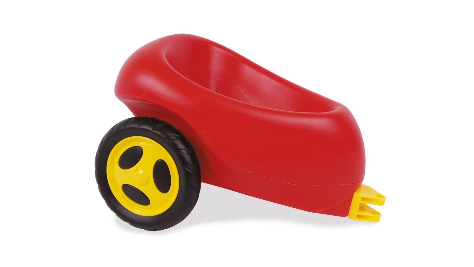 Rød anhænger med gule hjul til børns legevogn