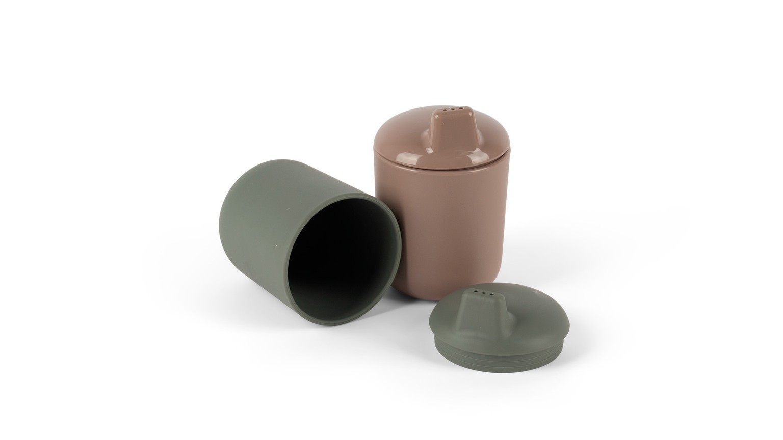 Tiny Bio 2-Stück Schnabeltasse Grau-Grün/Grau-Brau