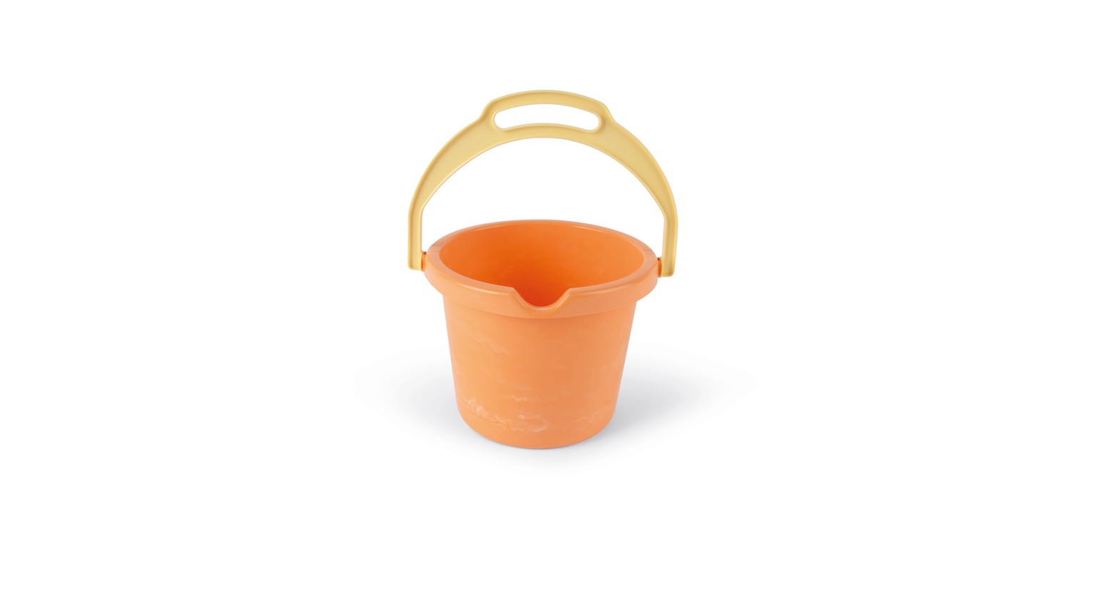 Lille orange spand med gult håndtag i klassisk rund form