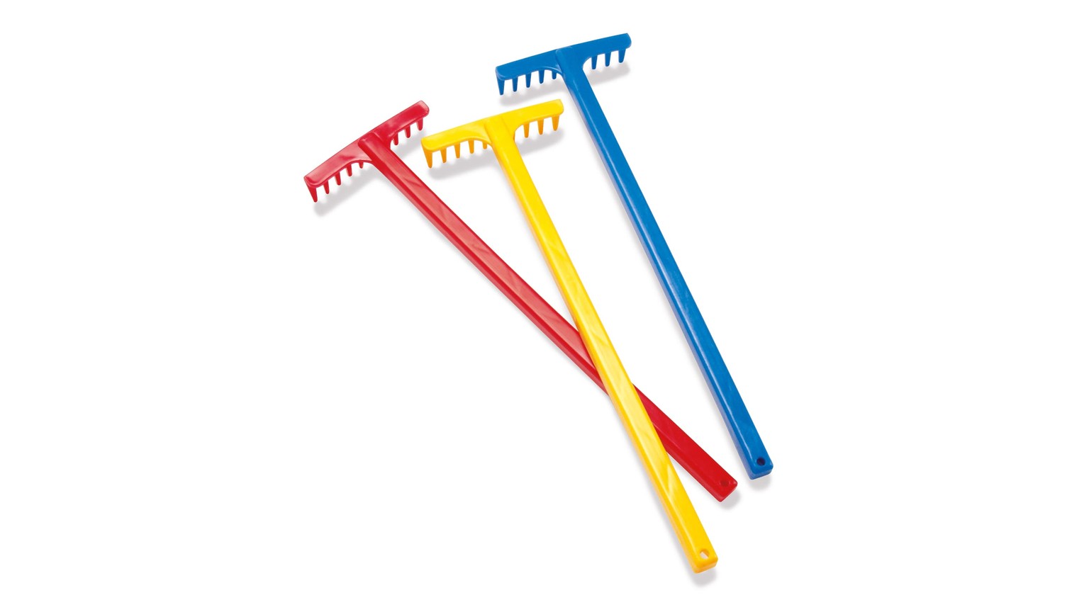 Fire river i blå, gul og rød plast.