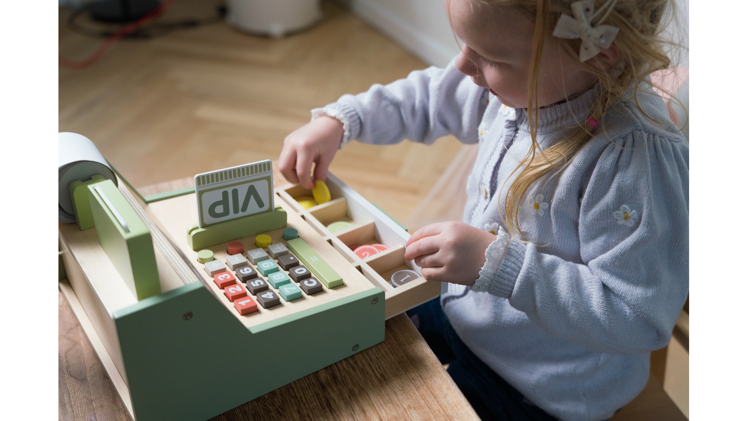 Kaufladenkkasse Holz Geschenkbox 17 Teile