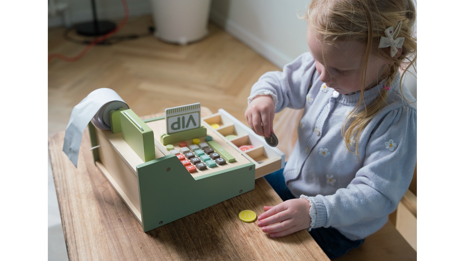 Kaufladenkkasse Holz Geschenkbox 17 Teile